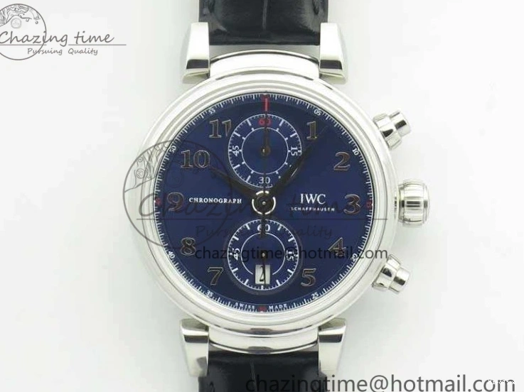 MIROTIME 0501 Breathable Da Vinci IW393402 SS ZF 1:1 Best Edition Blue Dial On Black Leather Strap A 7211